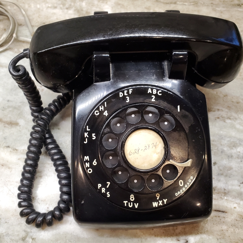 Vintage Black 1950"s Western Electric 500 Black Rotary Dial Telephone Phone